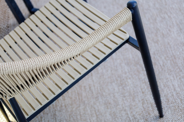 Knox Beige & Black Outdoor Dining Chair