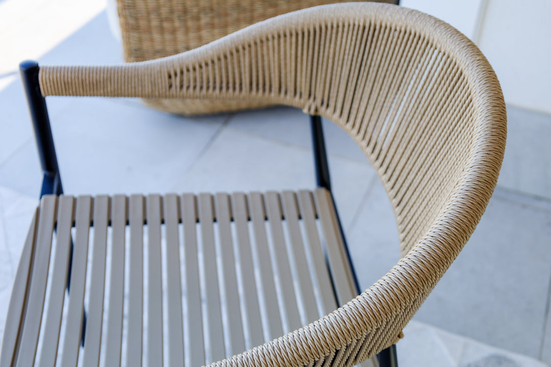Knox Beige & Black Outdoor Dining Chair
