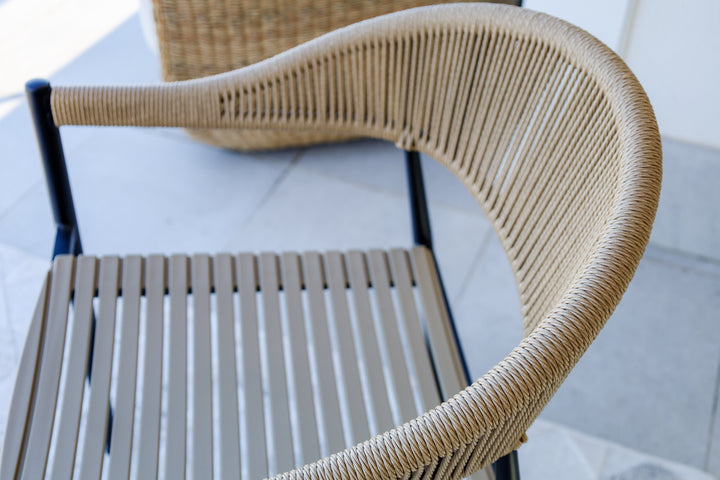 Knox Beige & Black Outdoor Dining Chair