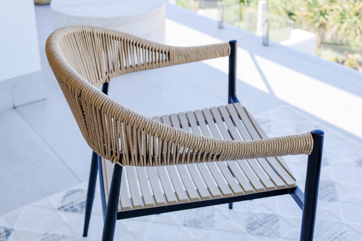 Knox Beige & Black Outdoor Dining Chair