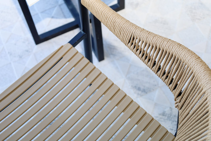 Knox Beige & Black Outdoor Dining Chair