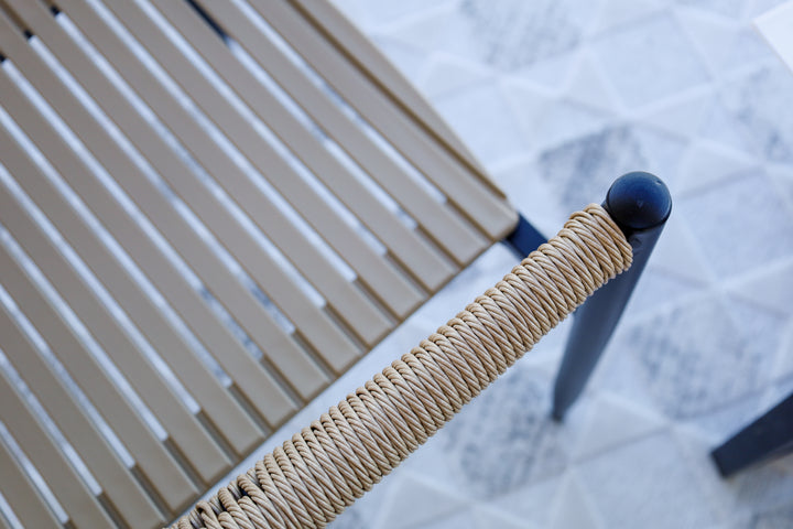 Knox Beige & Black Outdoor Dining Chair