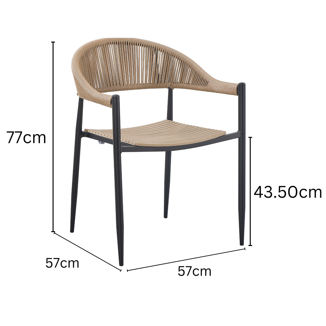 Knox Beige & Black Outdoor Dining Chair