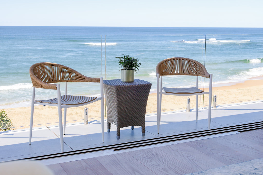 Knox Beige & White Outdoor Dining Chair