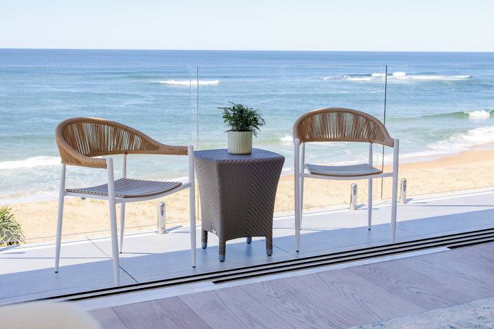 Knox Beige & White Outdoor Dining Chair