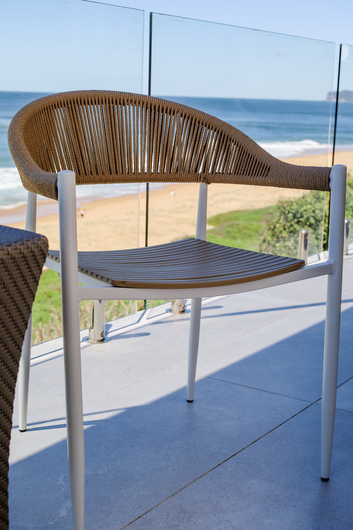 Knox Beige & White Outdoor Dining Chair