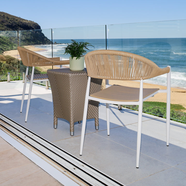 Knox Beige & White Outdoor Dining Chair