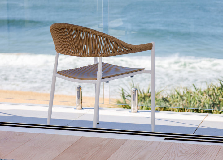 Knox Beige & White Outdoor Dining Chair