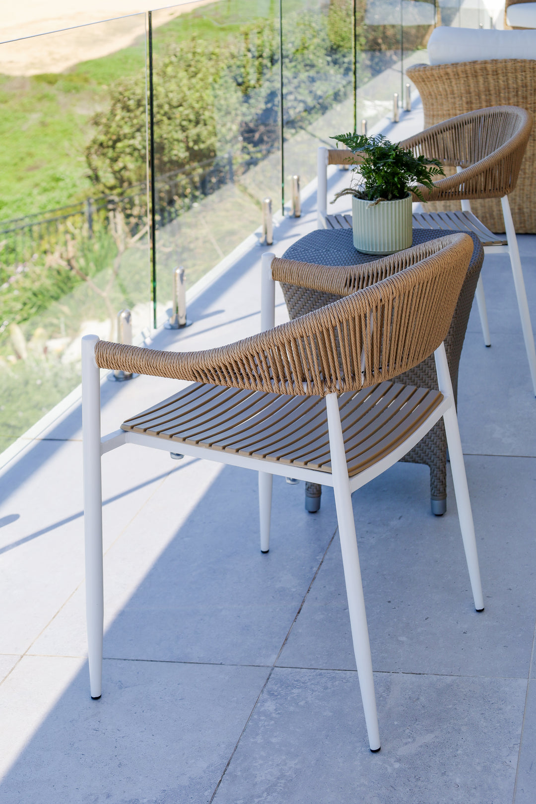 Knox Beige & White Outdoor Dining Chair