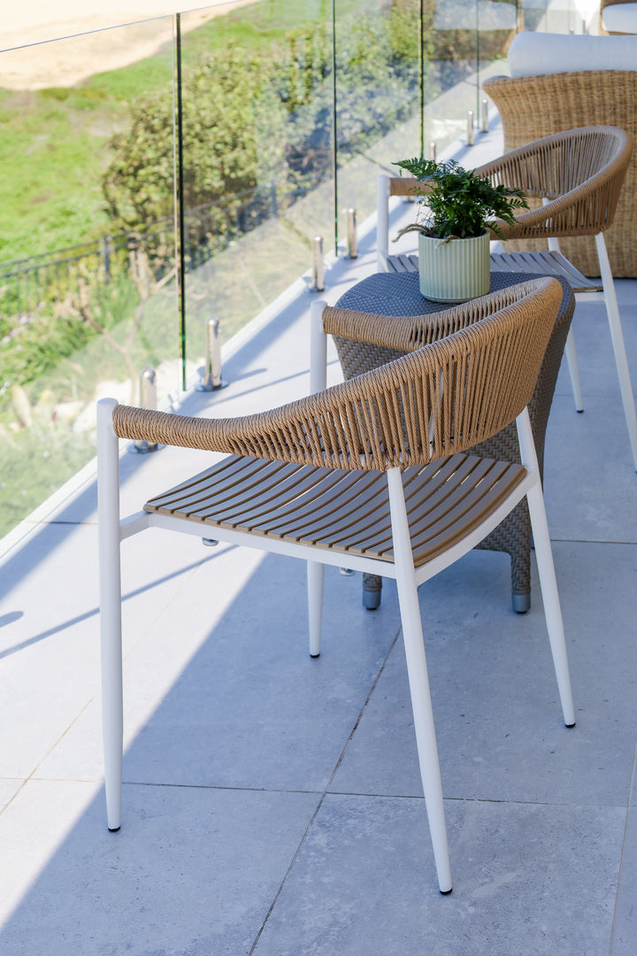 Knox Beige & White Outdoor Dining Chair