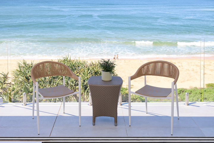 Knox Beige & White Outdoor Dining Chair