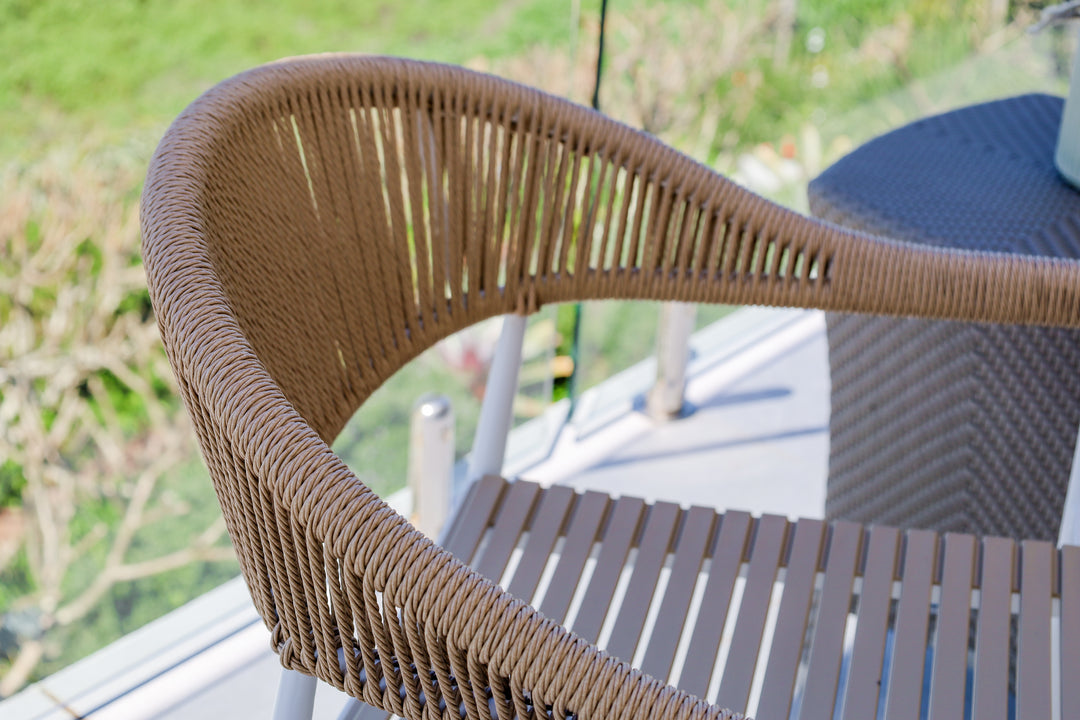Knox Beige & White Outdoor Dining Chair