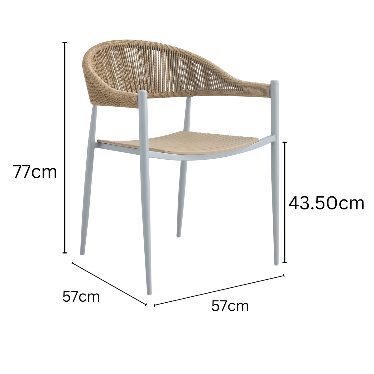 Knox Beige & White Outdoor Dining Chair