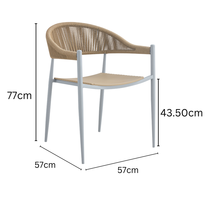 Knox Beige & White Outdoor Dining Chair