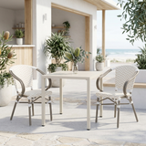 Kobe Beige and White Parisian Outdoor Chair with Dark Grey Frame