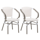 Kobe Beige and White Parisian Outdoor Chair with Dark Grey Frame