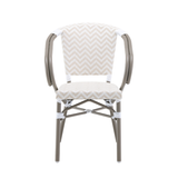 Kobe Beige and White Parisian Outdoor Chair with Dark Grey Frame