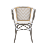 Kobe Beige and White Parisian Outdoor Chair with Dark Grey Frame