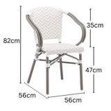 Kobe Beige and White Parisian Outdoor Chair with Dark Grey Frame