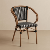 Kobe Black and White Parisian Outdoor Chair with Dark Brown Frame