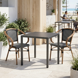 Kobe Black and White Parisian Outdoor Chair with Dark Brown Frame
