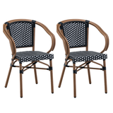 Kobe Black and White Parisian Outdoor Chair with Dark Brown Frame
