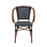 Kobe Black and White Parisian Outdoor Chair with Dark Brown Frame