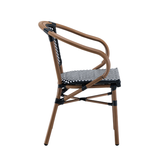 Kobe Black and White Parisian Outdoor Chair with Dark Brown Frame