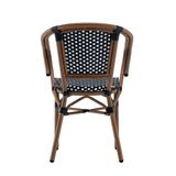 Kobe Black and White Parisian Outdoor Chair with Dark Brown Frame