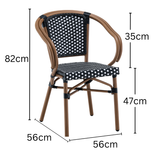 Kobe Black and White Parisian Outdoor Chair with Dark Brown Frame