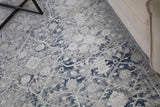 Kure Navy and White Traditional Distrssed Extra Large Rug