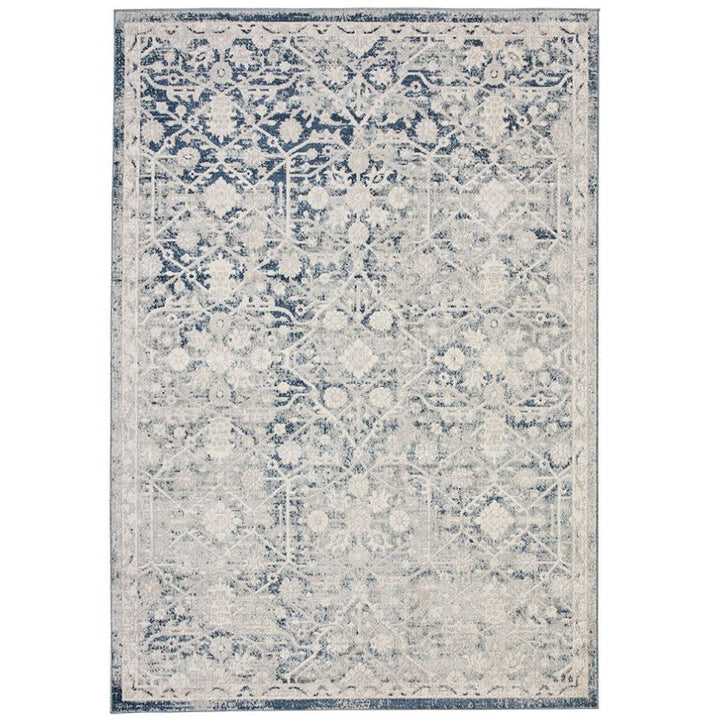 Kure Navy and White Traditional Distrssed Large Rug