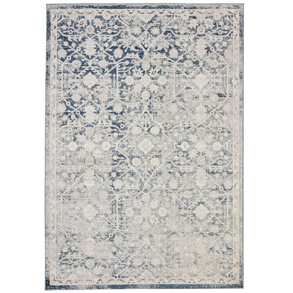 Kure Navy and White Traditional Distressed Rug