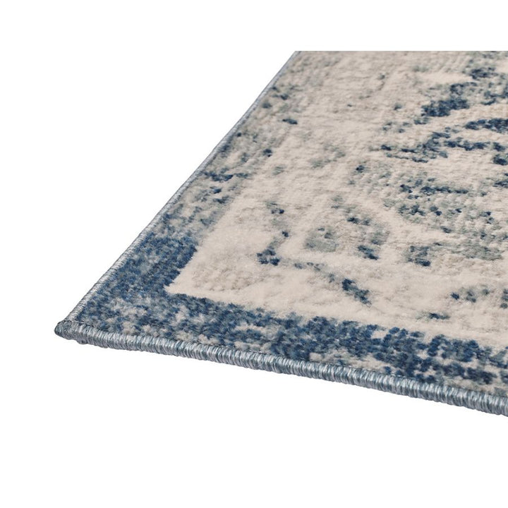 Kure Navy and White Traditional Distrssed Large Rug