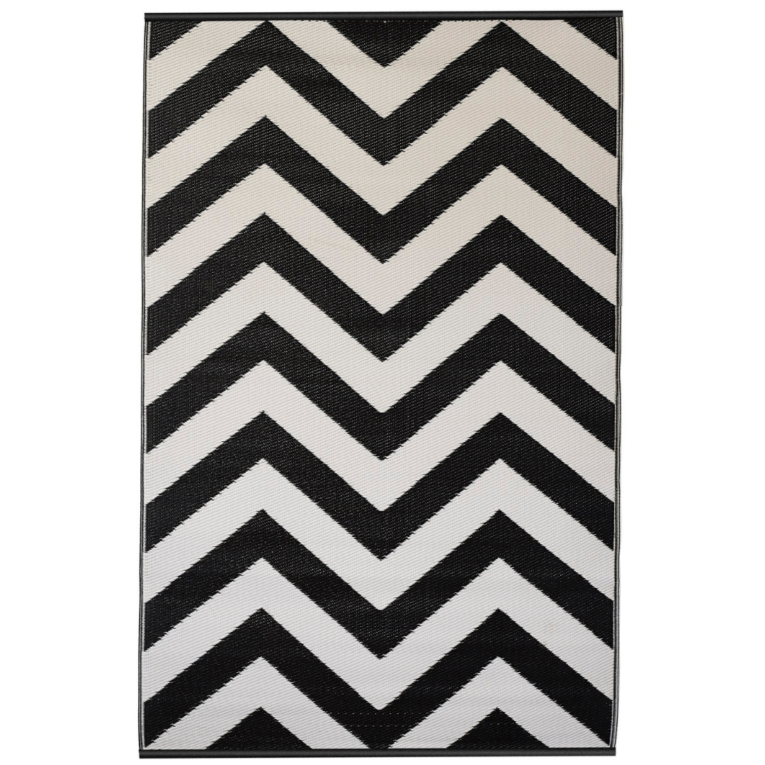 Laguna Black and White Chevron Large Recycled Plastic Rug - Fab Habitat , Recycled Plastic Rugs & Mats, [product_size],