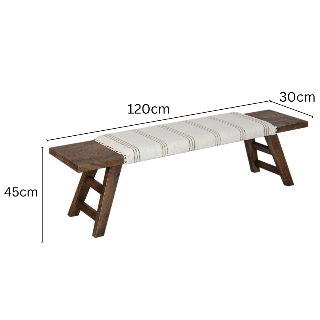 Landour Bench 120x35x45cm – minimalist bench with wood slats – buy online in Australia