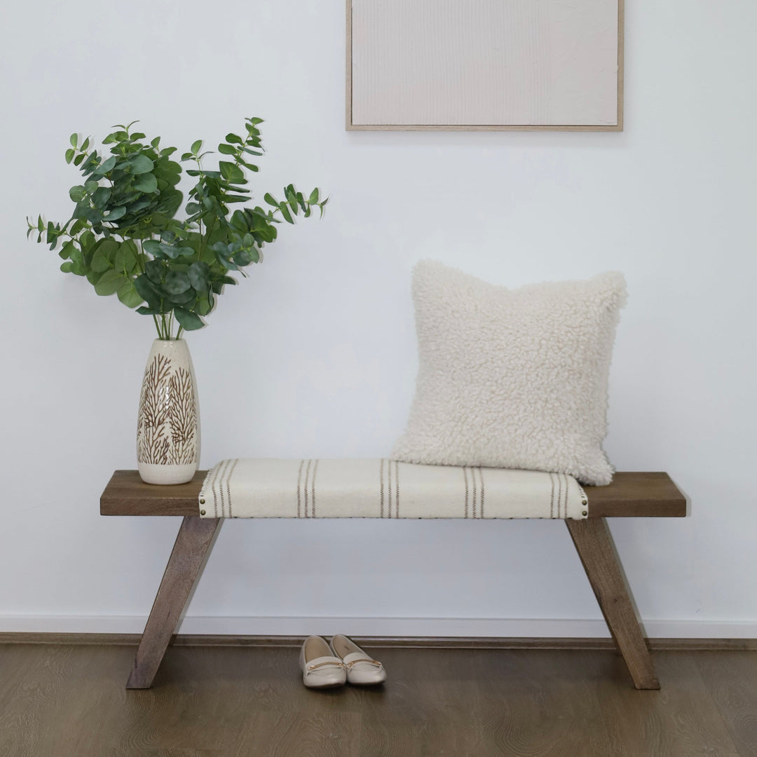 Landour 120cm bench – solid wood slatted seating – modern rustic style – buy online in Australia