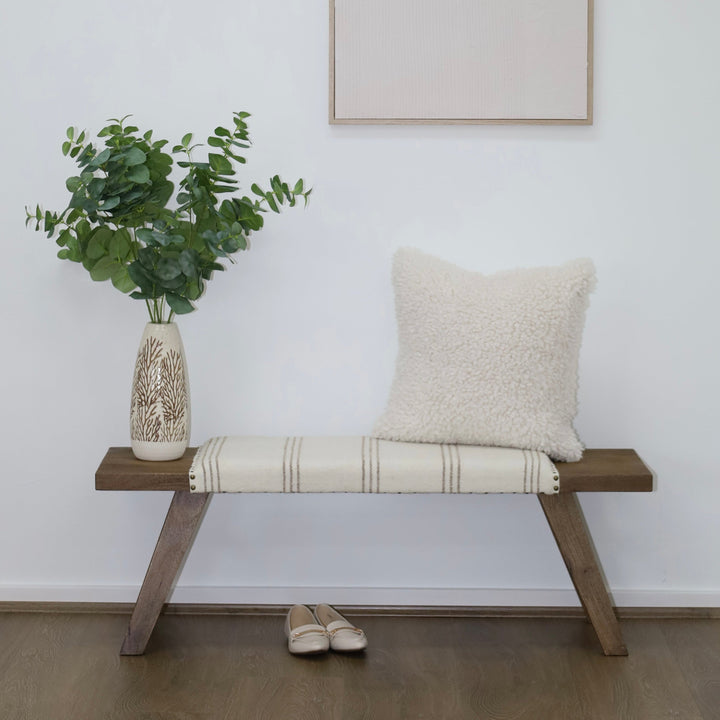Landour 120cm bench – solid wood slatted seating – modern rustic style – buy online in Australia