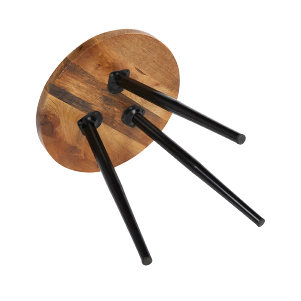 Roma Natural Mango Wood Tall Round Side Table With Black Metal Legs - Fab Habitat , Side Tables, 