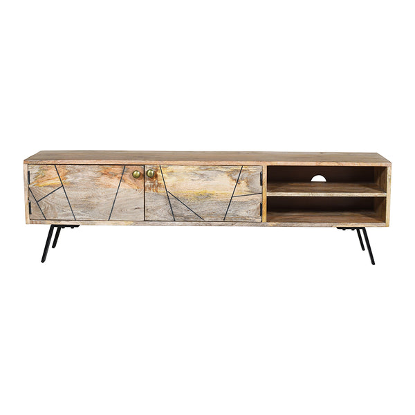 Leia 2 Doors Mango Wood 140 cm Modern Entertainment TV Unit Stand with Storage - Fab Habitat , TV Units, 