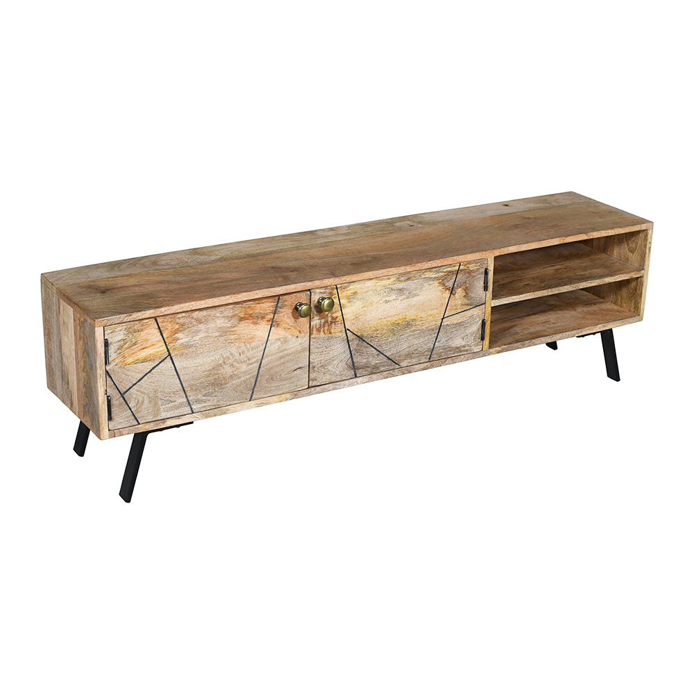 Leia 2 Doors Mango Wood 140 cm Modern Entertainment TV Unit Stand with Storage - Fab Habitat , TV Units, 