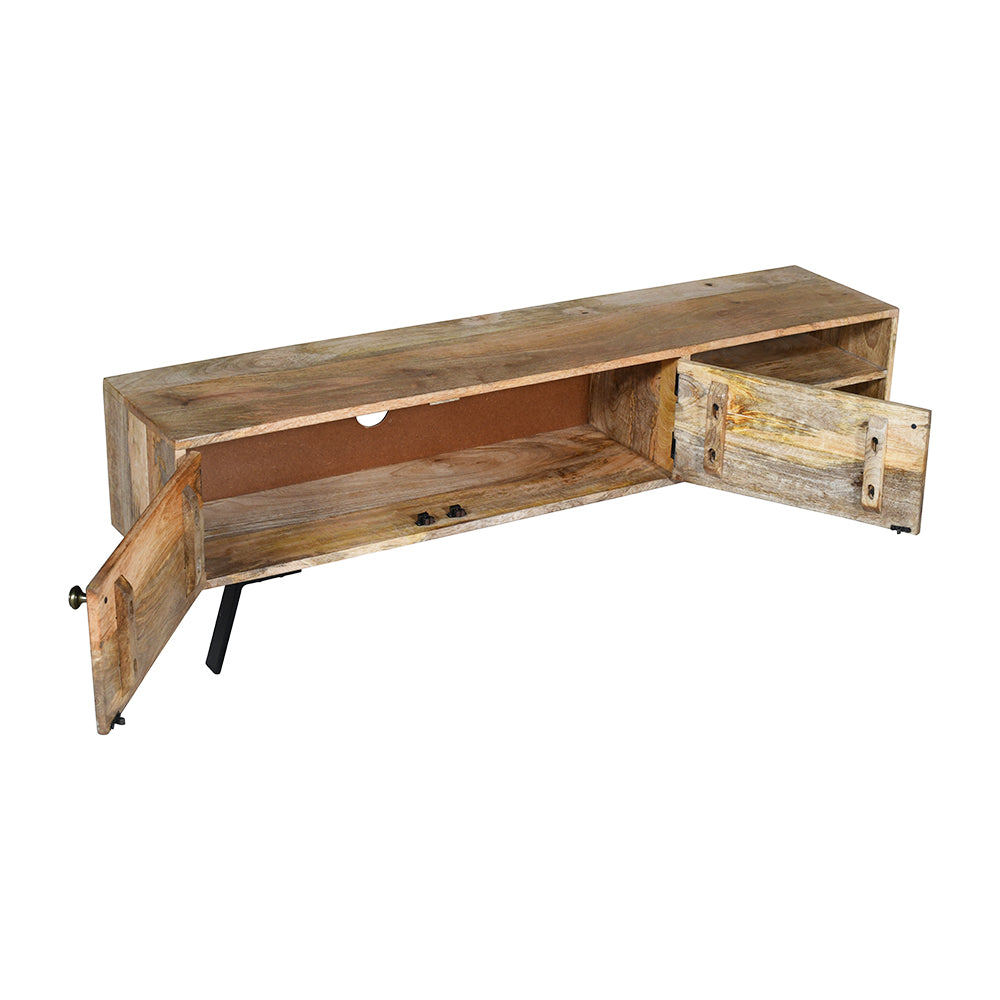 Leia 2 Doors Mango Wood 140 cm Modern Entertainment TV Unit Stand with Storage - Fab Habitat , TV Units, 