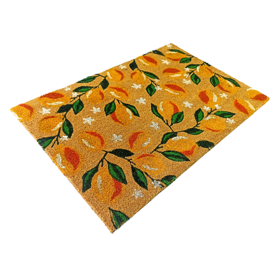Lemon Branches PVC Backed Coir Doormat - Fab Habitat , Doormats,