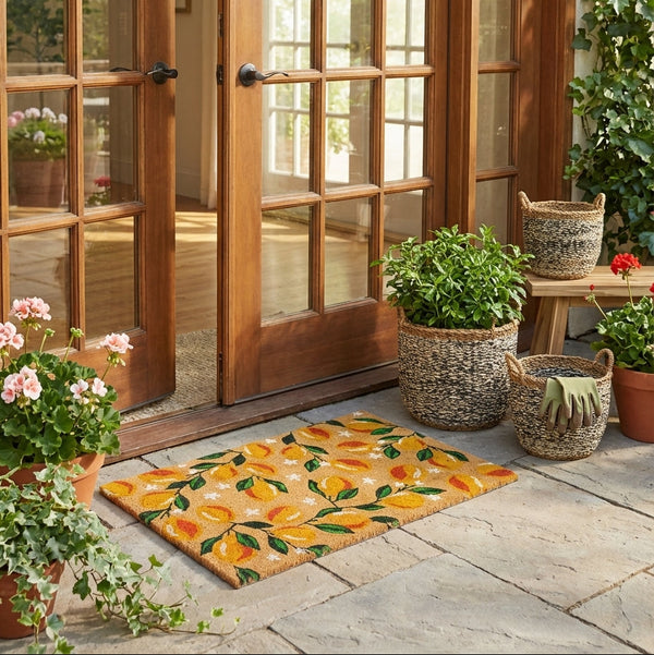 Lemon Branches PVC Backed Coir Doormat