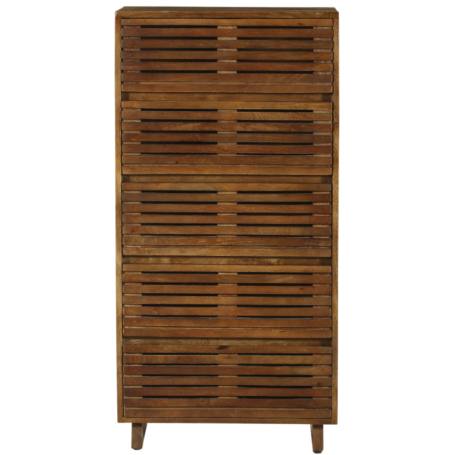 Leo Solid Wood Modern 5 Drawer Chest Tallboy - Fab Habitat , Chest Of Drawers, 