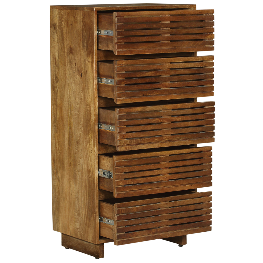 Leo Solid Wood Modern 5 Drawer Chest Tallboy - Fab Habitat , Chest Of Drawers, 
