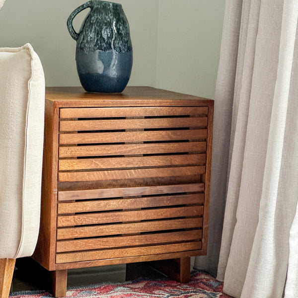 Leo Solid Wood Modern 2 Drawer Bedside Table - Fab Habitat , Side Tables, 