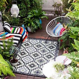 Lhasa Black and Cream Moroccan Large Recycled Plastic Rug - Fab Habitat , Recycled Plastic Rugs & Mats, 