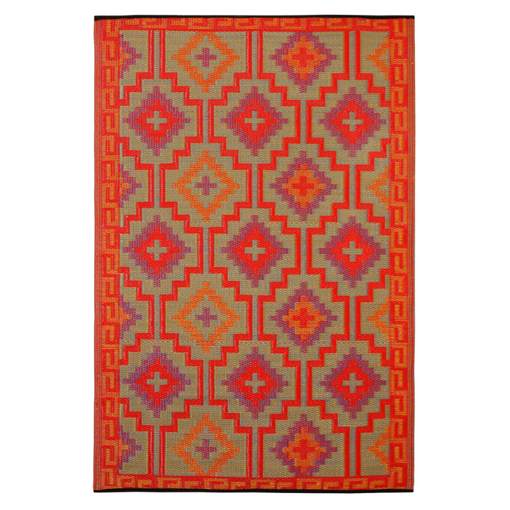Lhasa Orange and Violet Moroccan Large Outdoor Carpet Rug - Fab Habitat , Recycled Plastic Rugs & Mats, [product_size],