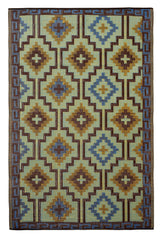 Lhasa royal blue and chocolate brown rug – front design view – 180x120cm – shop online